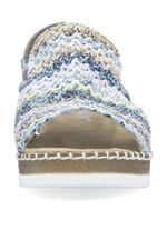 Rieker, sommerliche Damen-Sandalen, mit seitlichen Elastik-Bandagen HELLBLAU-BUNT