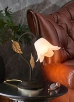 Tischleuchte aus Metall mit Glasschirm SCHWARZ-GOLD