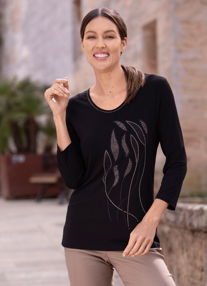 Shirt mit 3/4-langen Ärmeln SCHWARZ