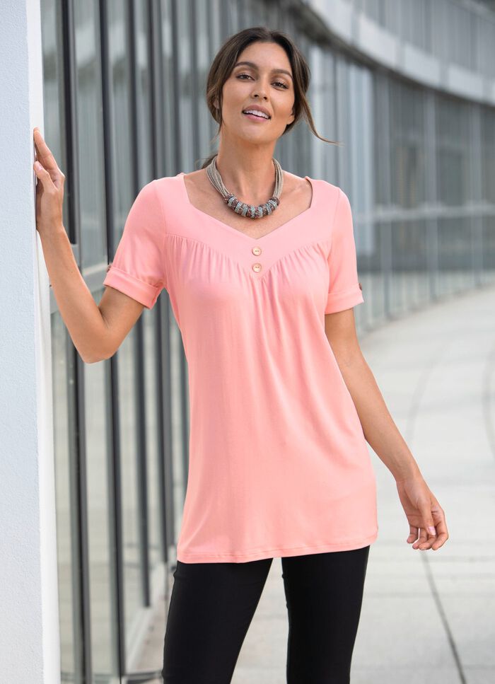 Tunika mit V-Ausschnitt in 2 Farben ROSÉ