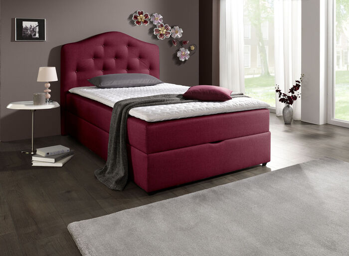Boxspringbett mit Bettkasten und Topper BEERE