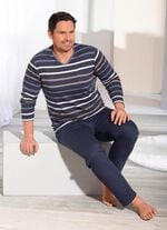 Schlafanzug mit V-Ausschnitt und garngef&auml;rbtem Ringeldessin 