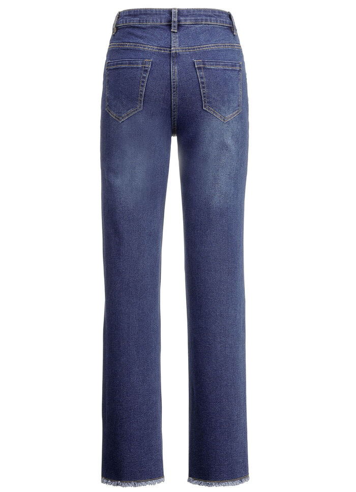 Jeans mit angesagtem Fransensaum DUNKELBLAU