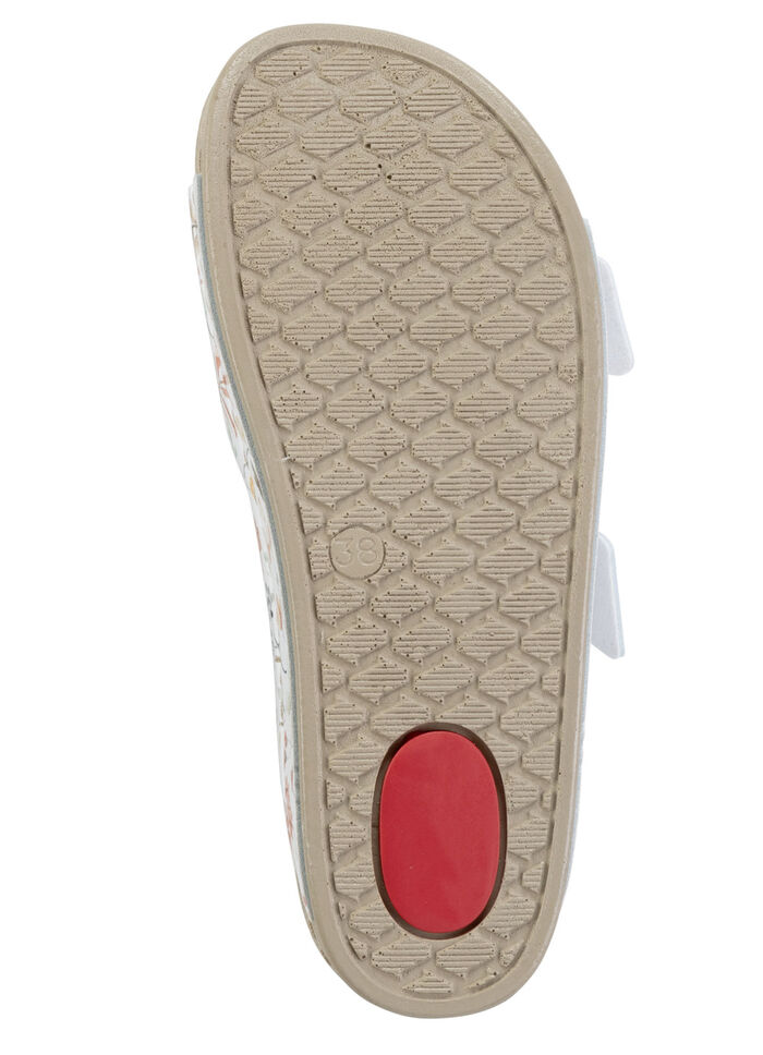 ELENA EDEN Pantolette aus teilweise floral bedrucktem Synthetik WEISS-BUNT