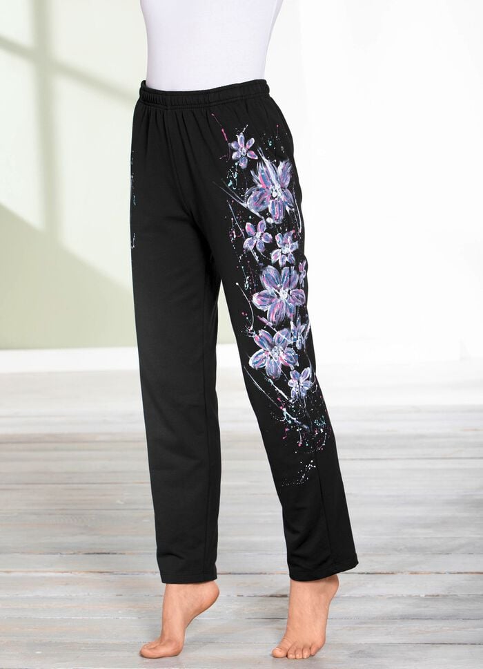 Hose mit tollem Floral Dessin SCHWARZ