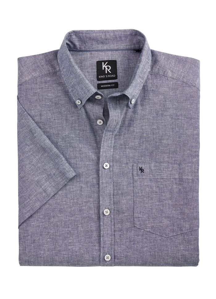 "King's Road"-Hemd mit Button-Down-Kragen in 4 Farben DUNKELBLAU MELIERT