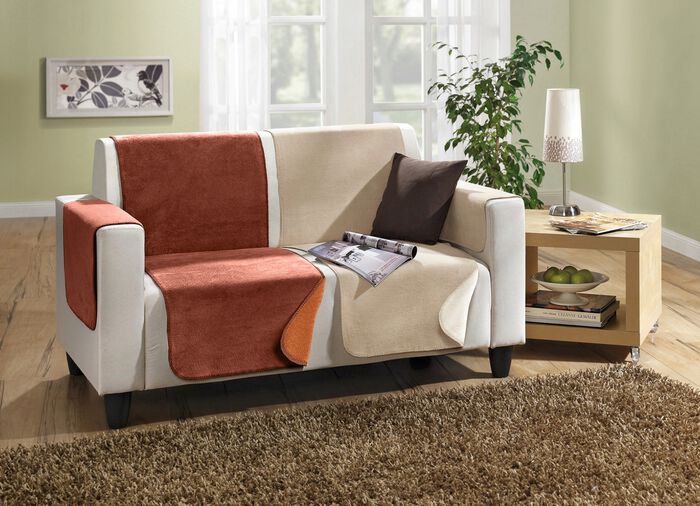 Wende-Sessel-,Couch- und Armlehnenschoner TAUPE