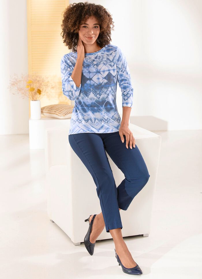 Pullover in Batikoptik JEANSBLAU-MULTICOLOR