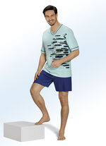 Shorty aus BIO-Baumwolle mit V-Ausschnitt und Druckdessin 