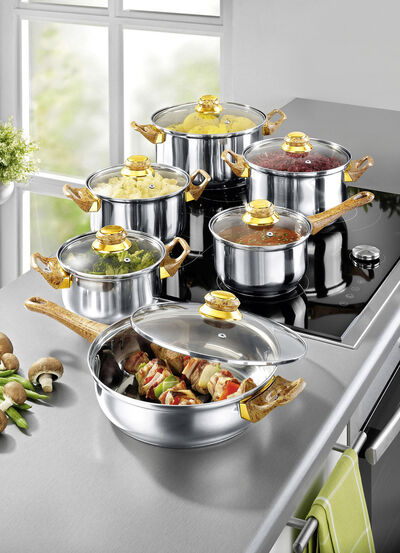 Topf-Set aus Edelstahl, 12-teilig 