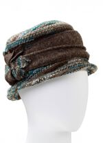 Warmer Damen-Hut mit Krempe PETROL-BRAUN