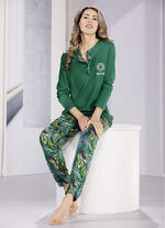 Schlafanzug, Langarm und Knopfleiste 