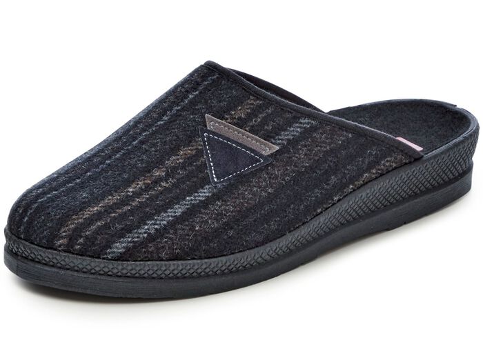 Klassische Herren-Hausschuhe, mit anatomisch geformtem Fu&szlig;bett SCHWARZ-GRAU