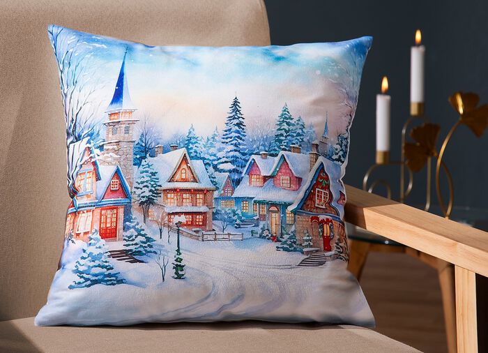 Weihnachtlicher Kissenbezug in Samtoptik 