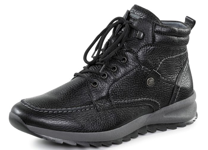 Waldl&auml;ufer Schn&uuml;r-Boot aus Hirsch-Nappaleder SCHWARZ