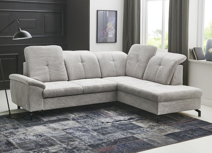 Moderne Polsterecke mit Bettfunktion und Bettkasten GRAU