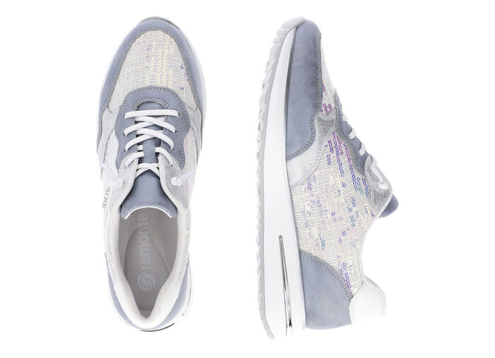 Sneaker mit schimmernden Pailletten BLEU-WEISS