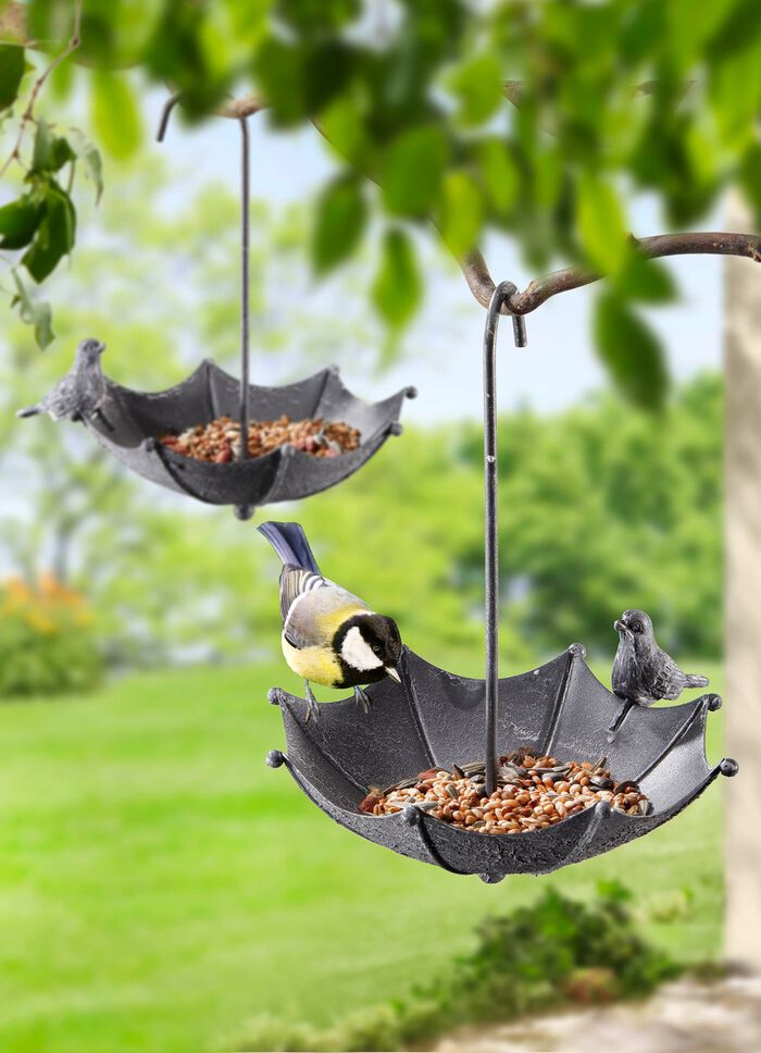 Vogelfutterstelle im 2er-Set GRAU-WEISS