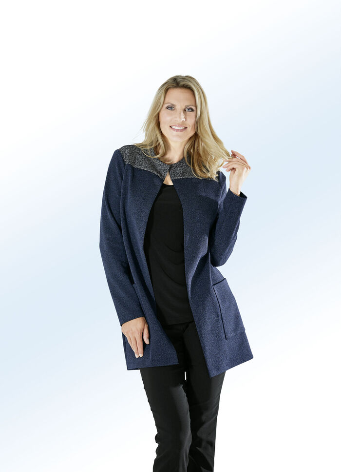 Longjacke mit Fischgrat-Dessin 