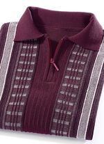 Faszinierender Polopullover mit kurzem Reißverschluss BORDEAUX MELIERT