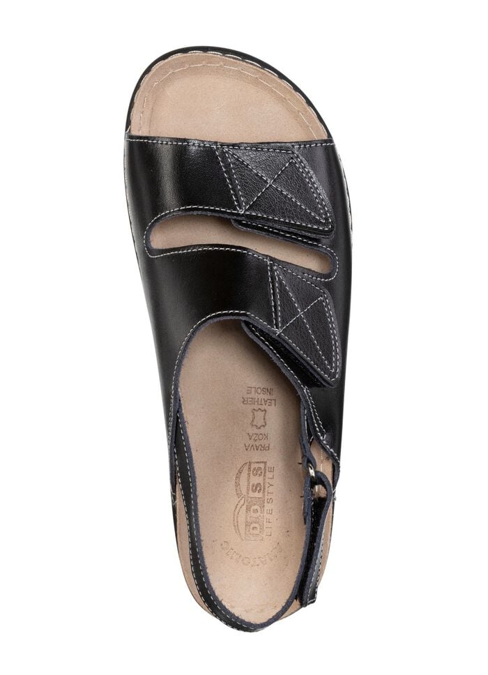 Sandale mit Kontrastn&auml;hten SCHWARZ