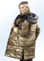 Kurzmantel mit abnehmbarem Kunstpelz-Besatz 