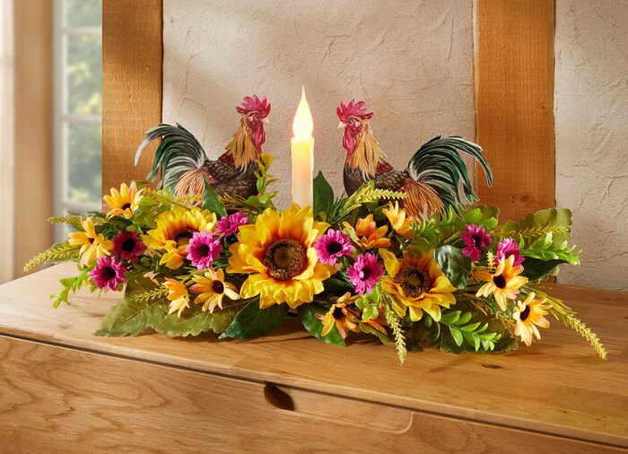 Tischgesteck mit LED-Kerze 