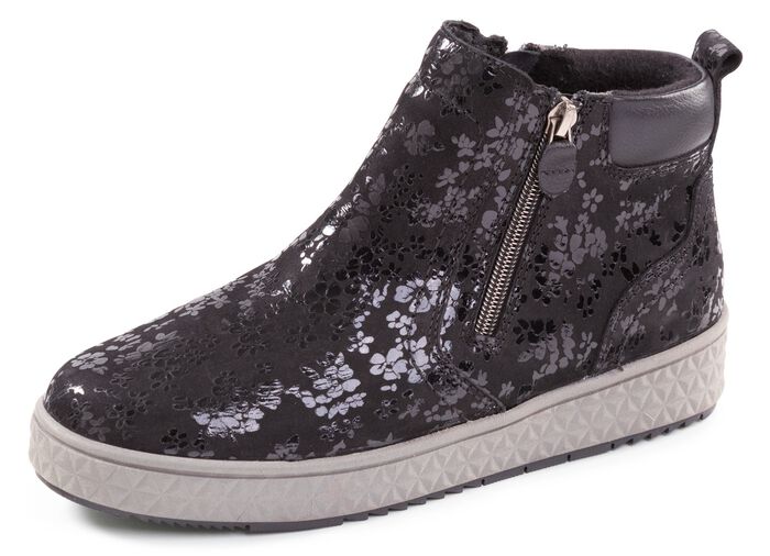 ELENA EDEN, schicke Damen-Boots, Weite H, mit herausnehmbarem Fu&szlig;bett SCHWARZ