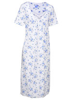 Zweierpack Nachthemden mit Rundhals und Alloverdessin 1X WEISS-ROYALBLAU, 1X WEISS-APFELGRÜN