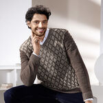  Melierter V-Pullover BEIGE-BRAUN MELIERT