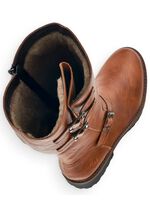 Remonte, gef&uuml;tterte Damen-Stiefel, Winterschuhe, Weite G, mit Lammfell COGNAC