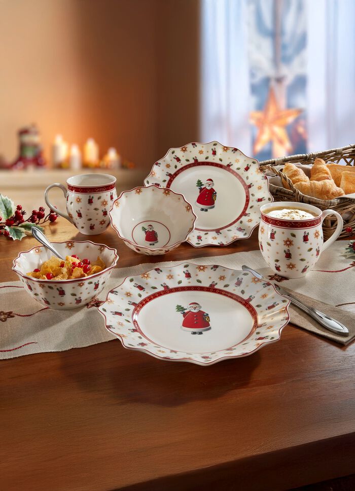 Weihnachtliches Fr&uuml;hst&uuml;cks-Set aus Premium-Porzellan, 6-teilig 