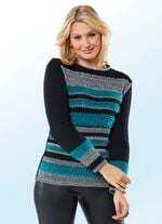Pullover in 2 Farben mit Baumwolle und in Garnmix SCHWARZ-PETROL-ECRU