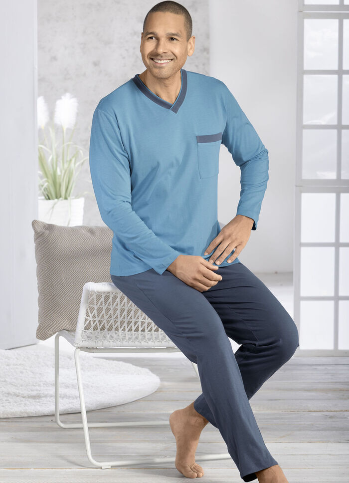 Zweierpack Schlafanzüge mit V-Ausschnitt und offenen Abschlüssen  