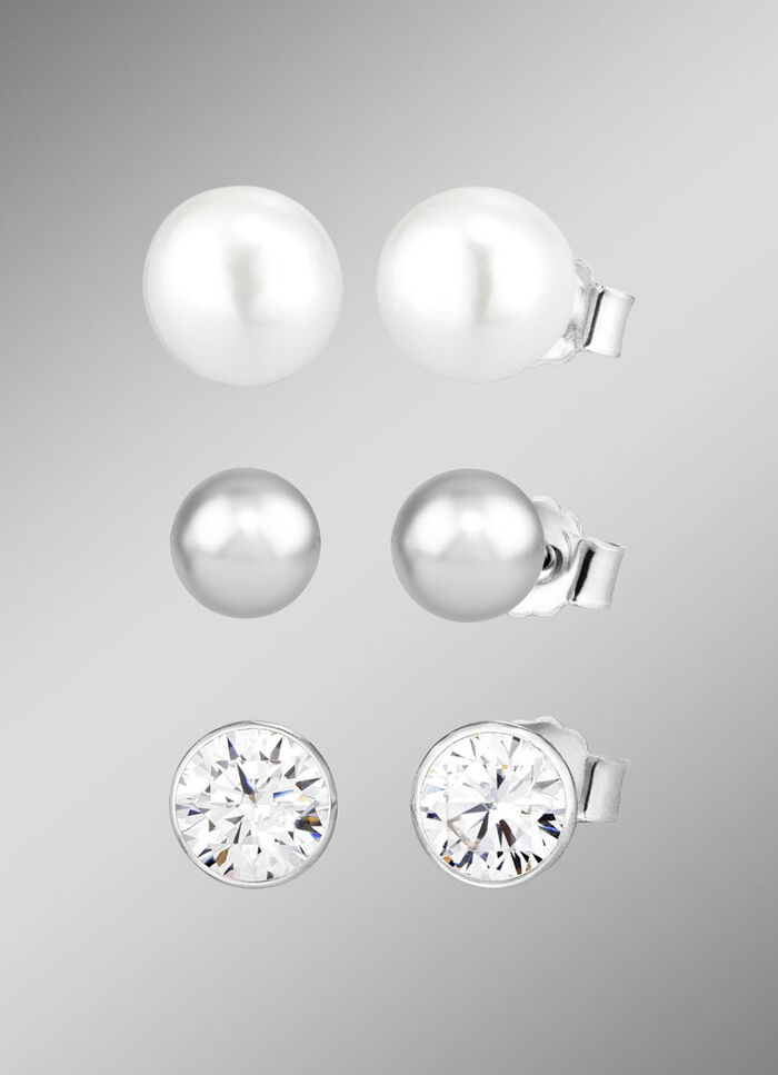 Elegantes Ohrstecker-Set aus Silber, 3 Paar 