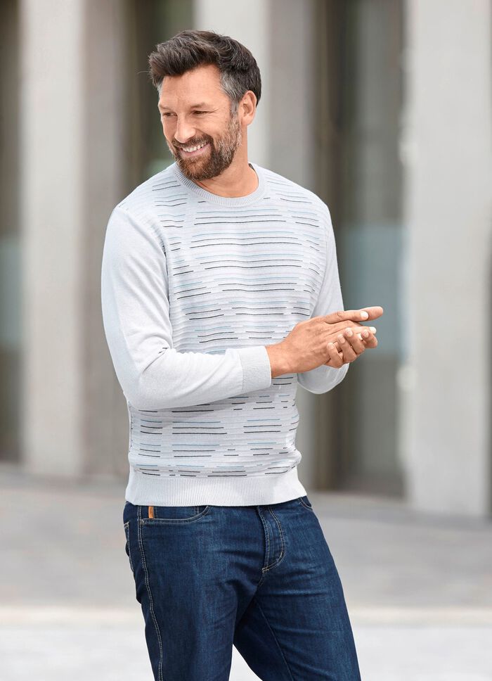 Rundhalspullover mit Strukturdessin in 3 Farben 