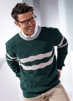 Rundhalspullover DUNKELGR&Uuml;N-BEIGE