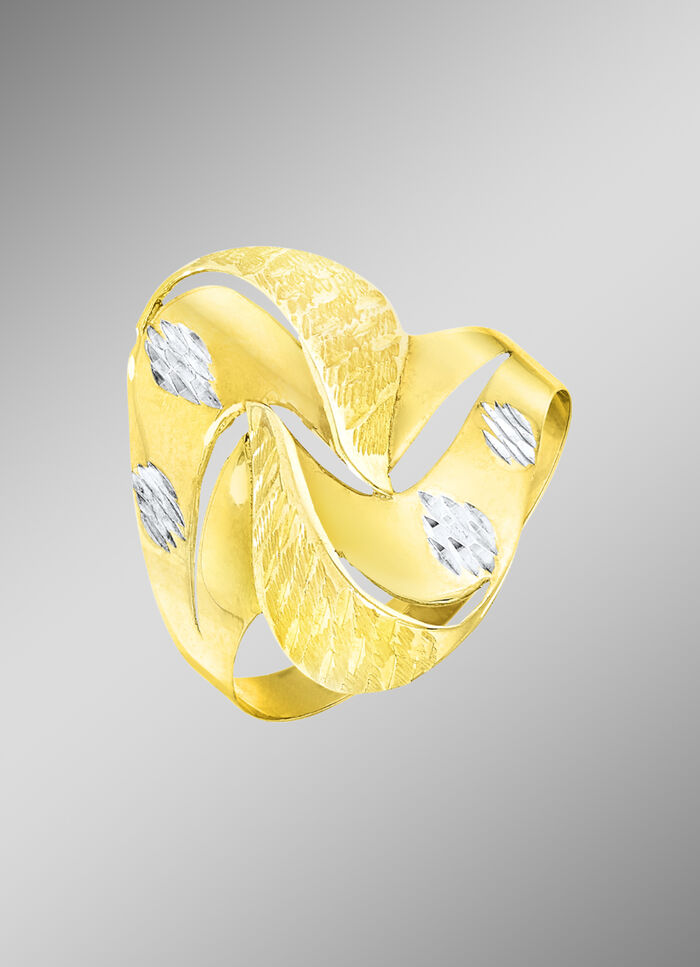 Damenring in Bicolor mit Struktur 