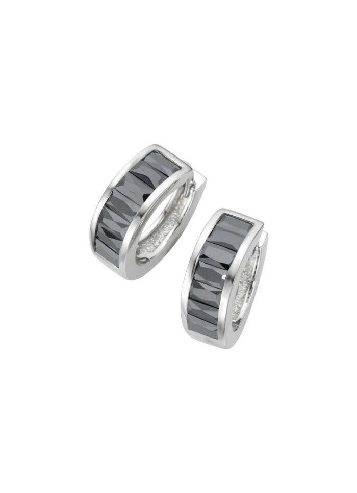 Klappcreolen mit schwarzen Zirkonia 