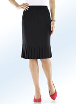 Bleistiftrock mit Plisseefalten-Volant SCHWARZ