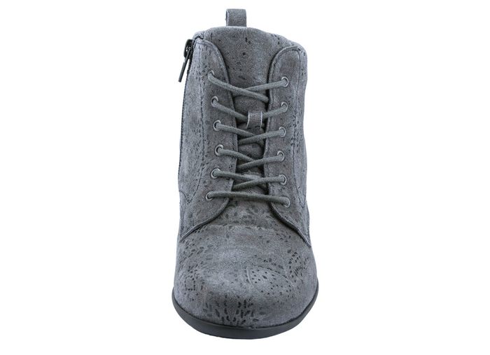 Waldl&auml;ufer Schn&uuml;r-Stiefelette mit floraler Pr&auml;gung GRAU