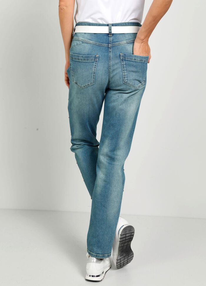 Jeans mit Nieten entlang der Seitennaht 