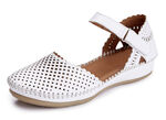 ELENA EDEN, sommerliche Damen-Sandalen, Weite G, aus Leder WEISS