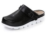 Sommerliche Damen-Clogs, aus Leder 