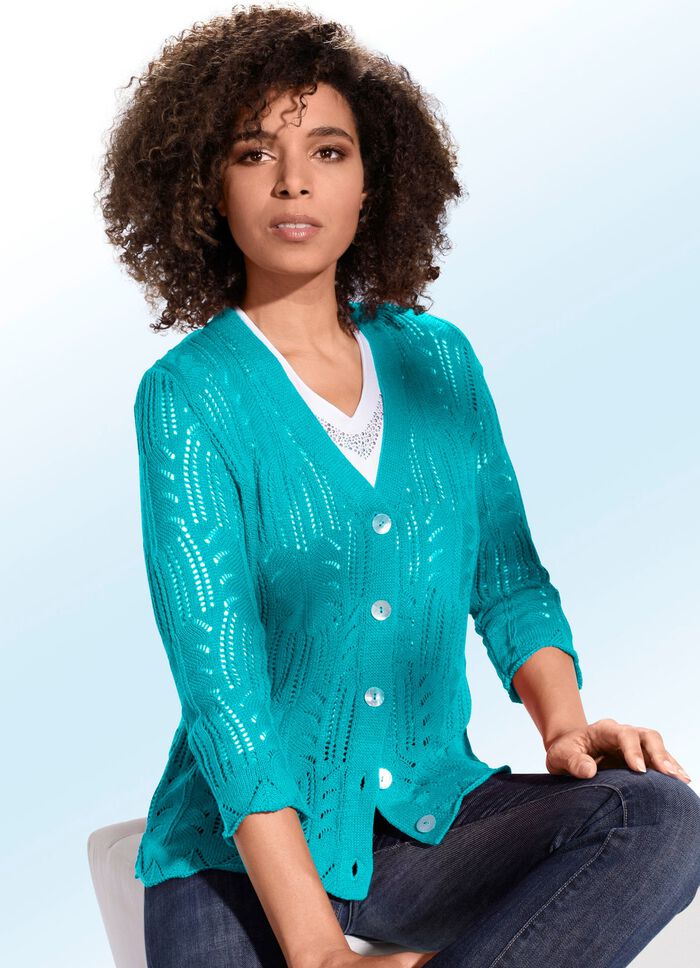 Strickjacke mit nachhaltig recycelter Baumwolle T&Uuml;RKIS