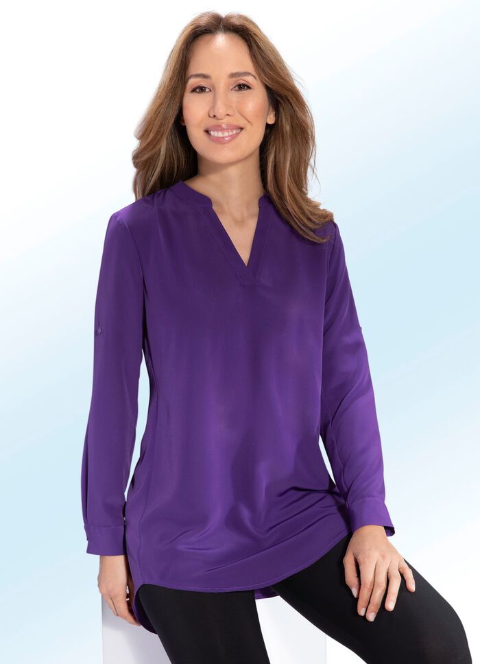 Tunika mit modischem Stehkragen in 2 Farben LILA