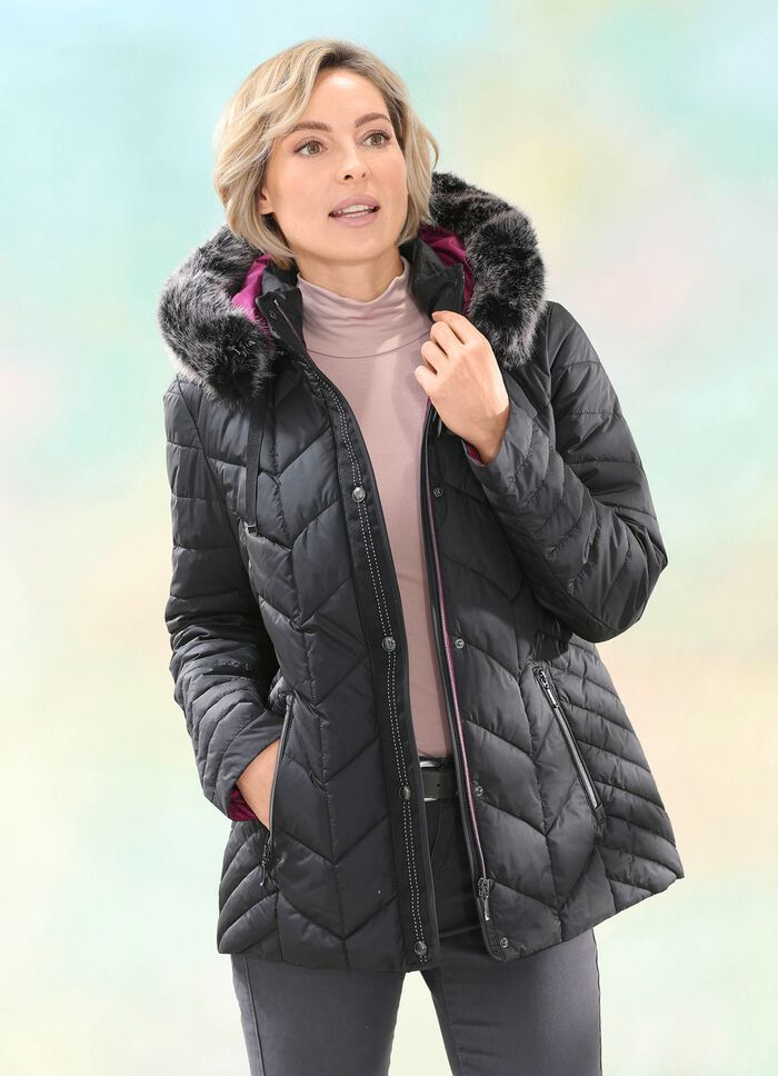 Jacke mit abnehmbarer Kapuze SCHWARZ