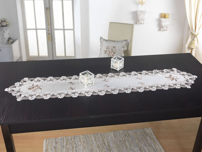 Tisch- und Raumdekoration mit Spitzenbordüre BEIGE