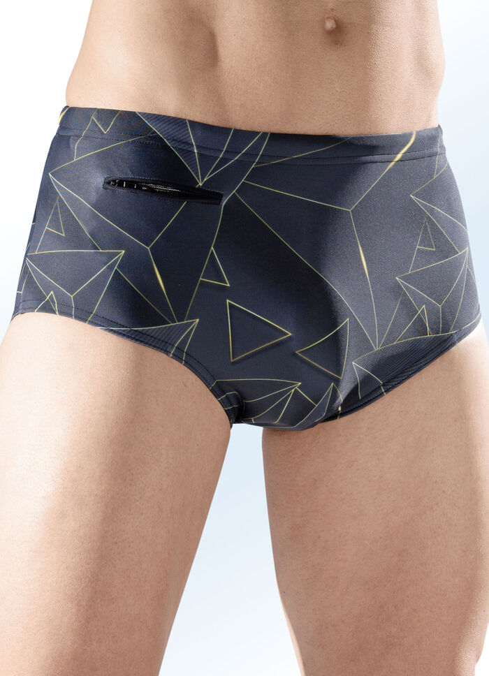 Badehose in h&ouml;herer Slipform mit Rei&szlig;verschlusstasche 