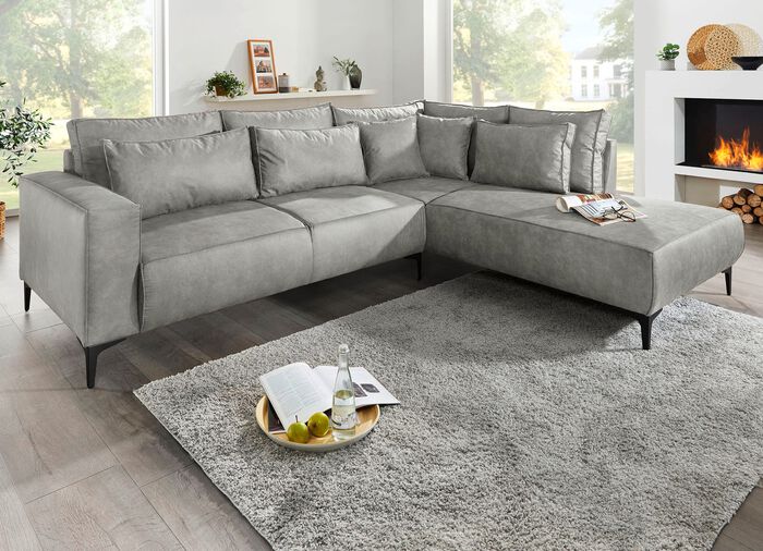 Polsterecke in Wildleder-Optik GRAU